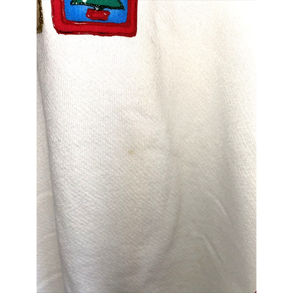 HANES Heavy Weight Vintage Ugly Christmas Sweatshirt Teddy Bears Painted Size M - Picture 4 of 6